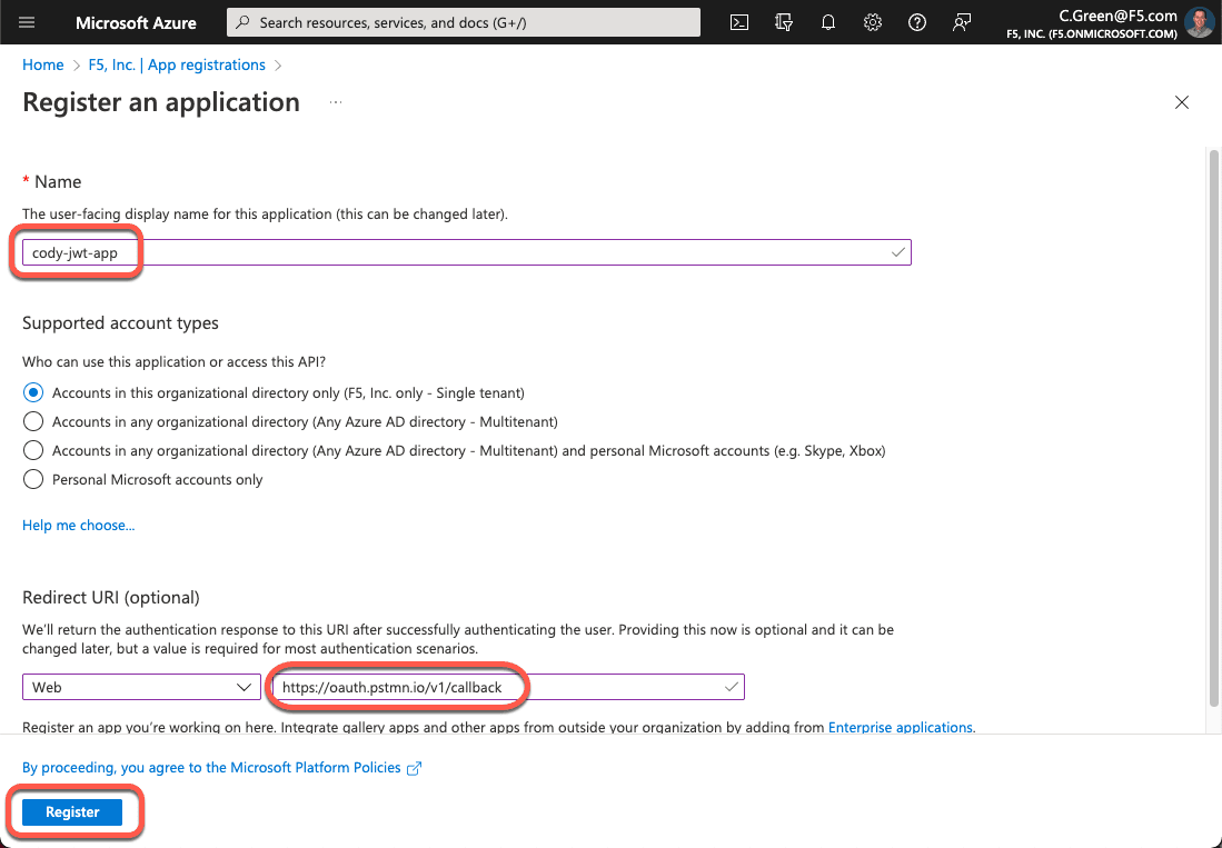 Create a New Azure AD App