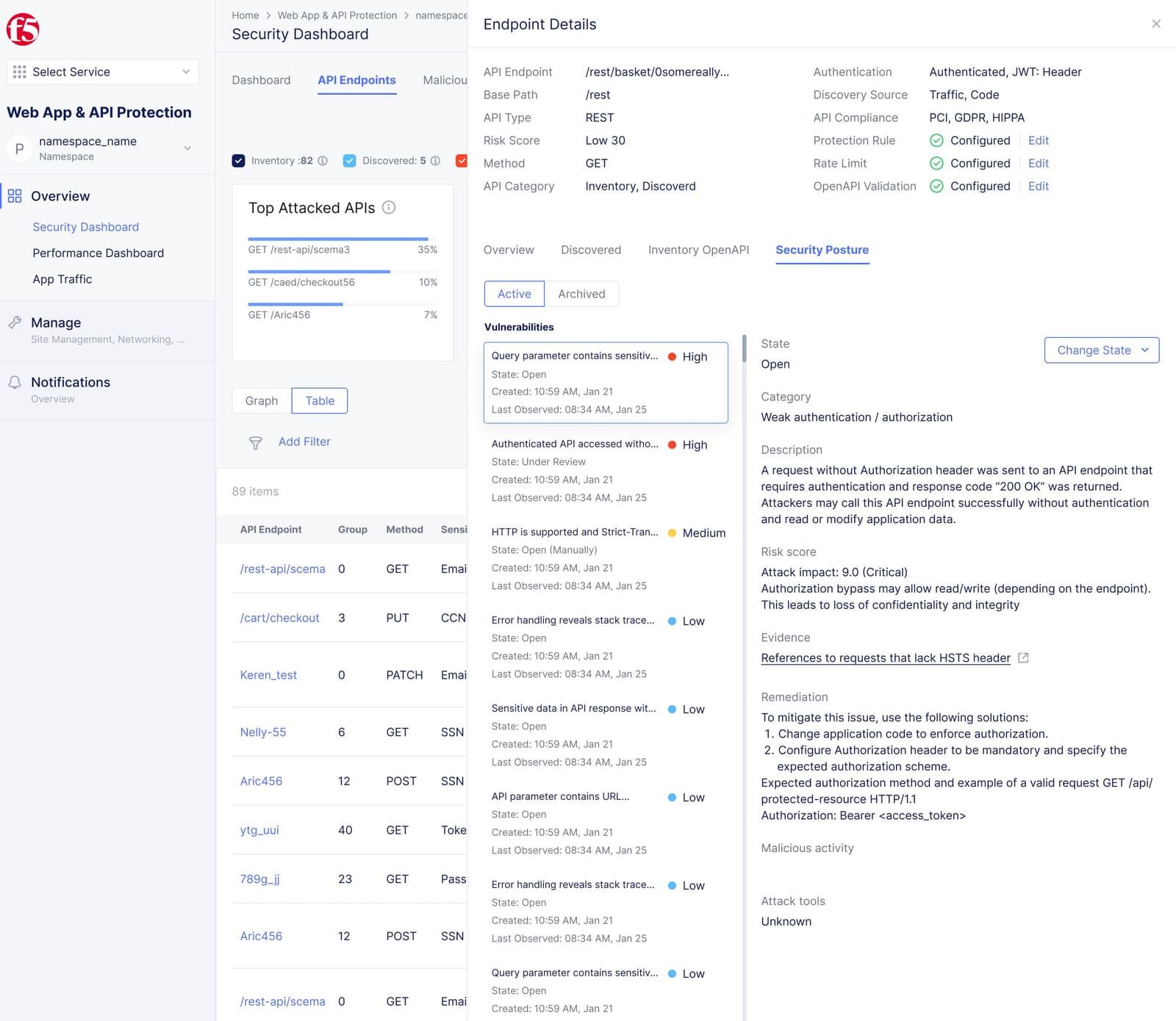 web app and api protection