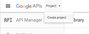 When creating a Google OAuth 2.0 client ID, select 'Create project' from the drop-down menu next to the Google APIs logo in the upper left corner of the API Manager dashboard.