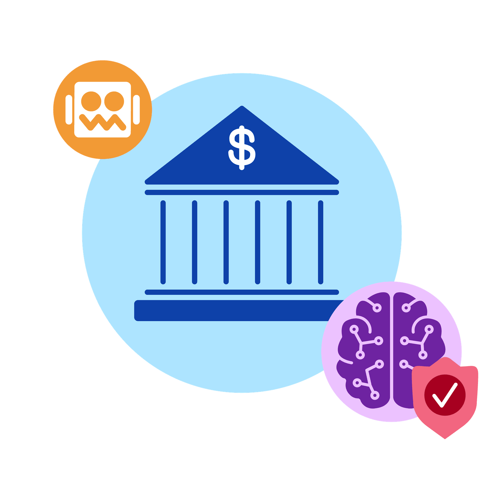 Bank with brain and robot head