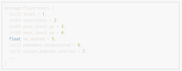 ProtoBuf definition for player stats