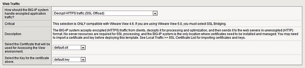 Specific configurations for VMware View 5.0 using the iApp