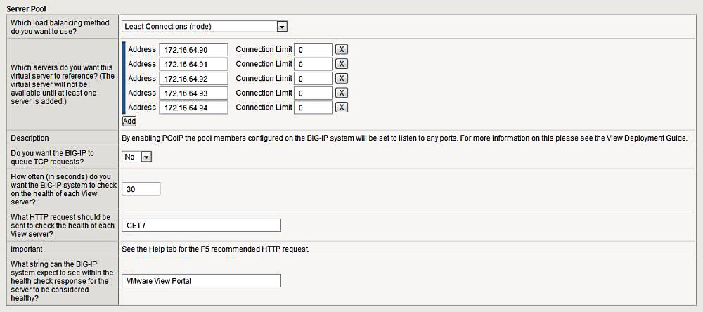 Setup of the server pools using the iApp