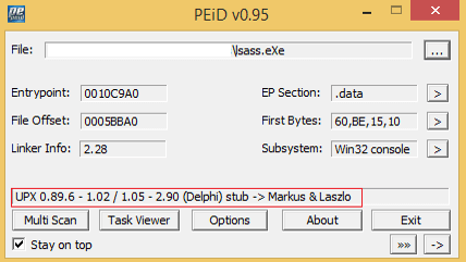 Figure 11: XMRig packed with UPX packer.