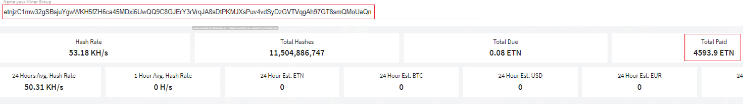 Figure 14: Wallet statistic on electroneum.hashvault.pro
