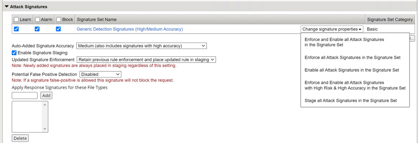 図　v17.5でのAWAF Attack Signature設定