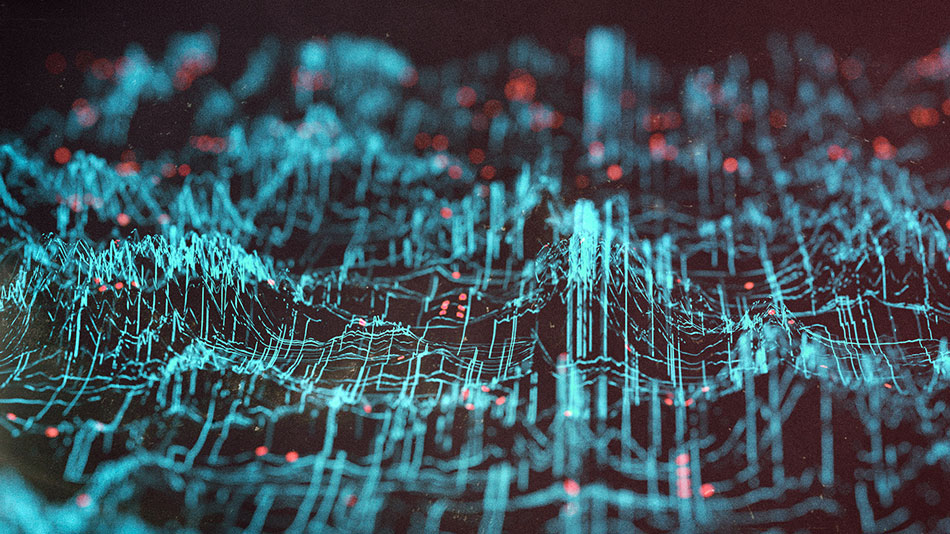 Vista abstracta en neón azul de un circuito